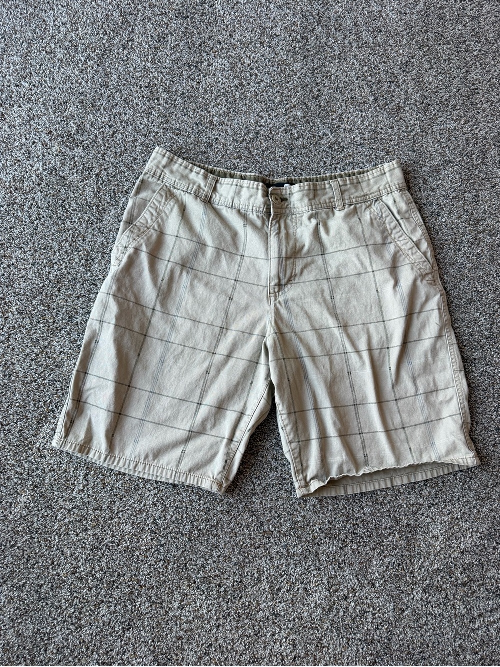 Ocean Pacific OP Men's Plaid Cargo Shorts Khaki Size 38 Cotton